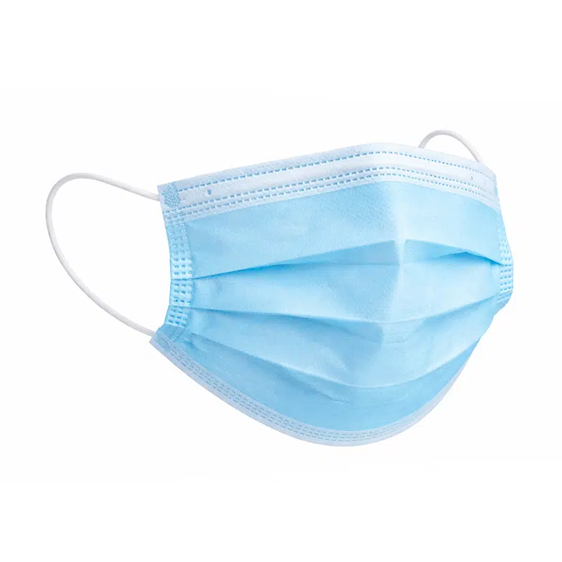 Masque chirurgical bleu 3 plis haute filtration à élastiques par 50