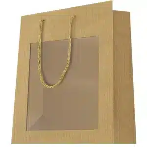 1 kraft bag with window and drawstring handles 26 + 13 x 32 cm