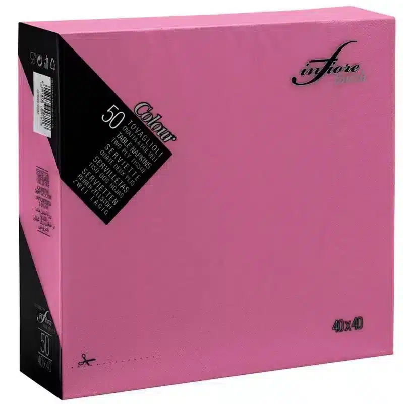 50 serviettes 2 plis 38 x 38 cm fuchsia