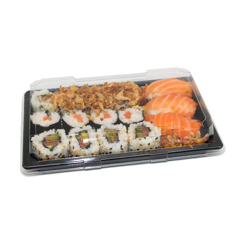 Sushi-Schale schwarz + Deckel 255 x 185 x 40 mm pro 200