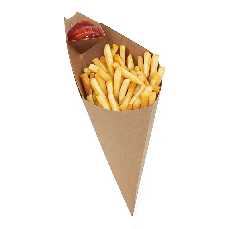 Cornet frite carton avec emplacement sauce 205 x 265 mm par 50