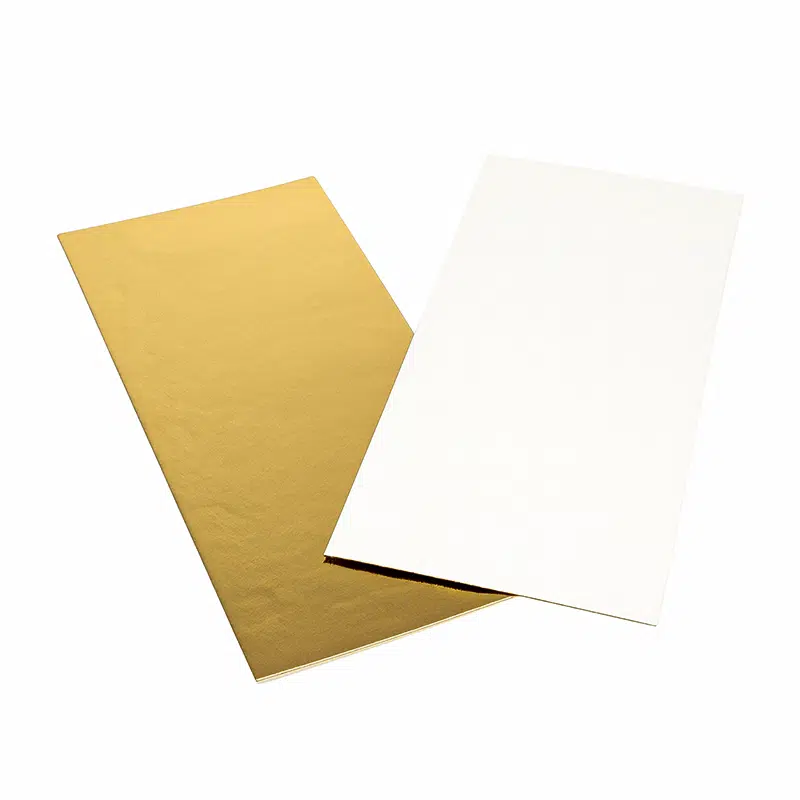 Semelle gâteau bords droits or / blanche 210 x 95 mm par 150