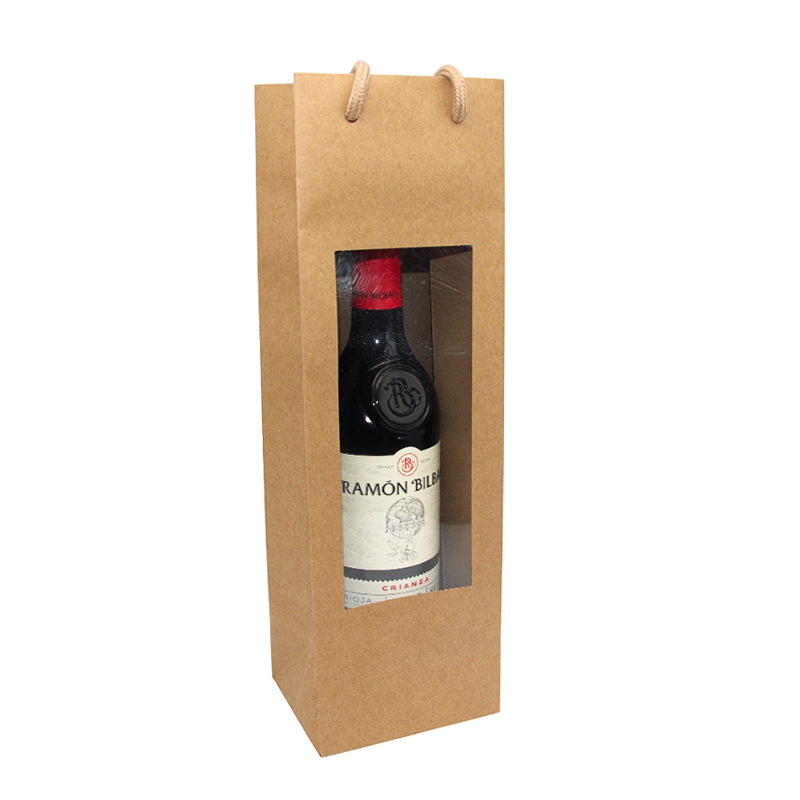PET 12 + 10 x 38 cm windowed kraft bottle bag