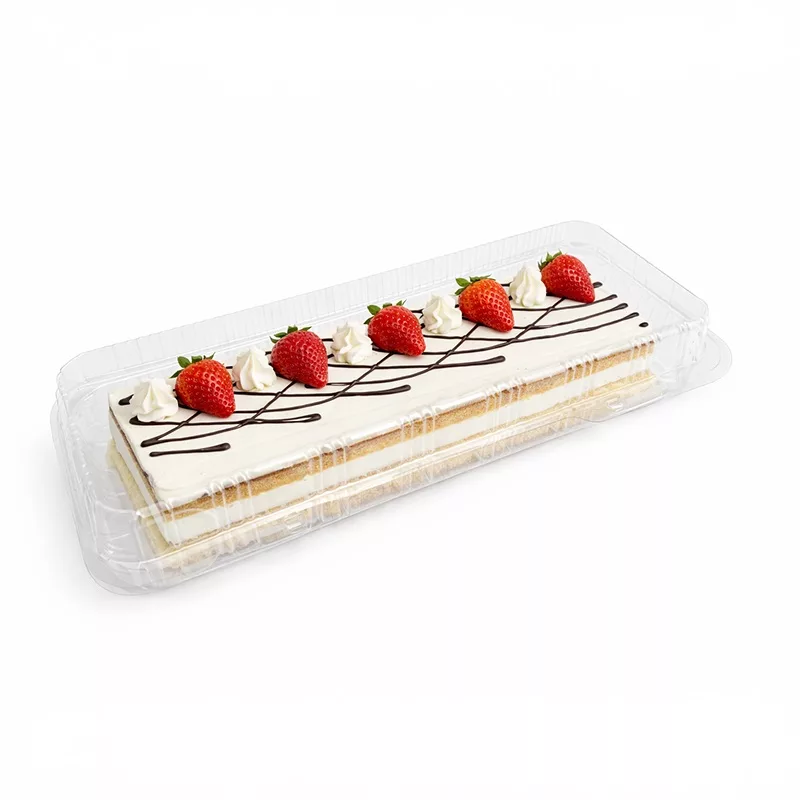 Boite à charnière plastique pour gâteau 33 x 13 x 5 cm par 200