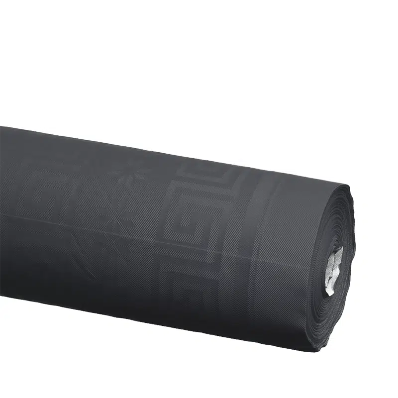 Tischdecke aus schwarzem Damastpapier in Rollen 1,20 x 25 m