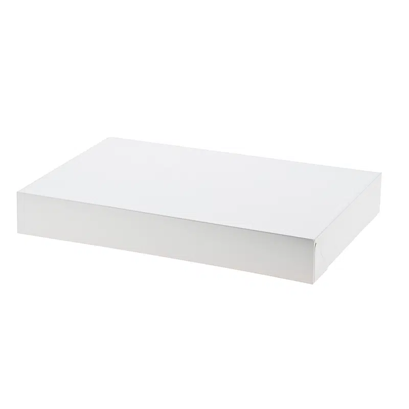 Caja rectangular blanca de cartón para catering 60 x 40 x 6 cm, paquete de 25
