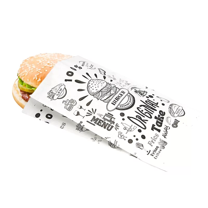 Burger-Beutel fettdichtes Papier 14 + 6.5 x 25 cm pro 1000