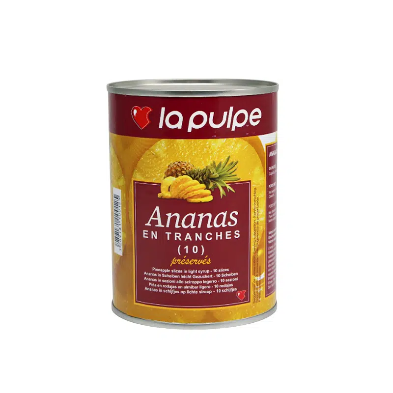 Schachtel 3/4 ganze Scheiben konservierte Ananas