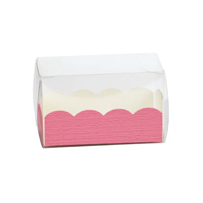 Caixa para macarons em PVC cor-de-rosa 80 x 50 x 50 mm, embalagem de 20