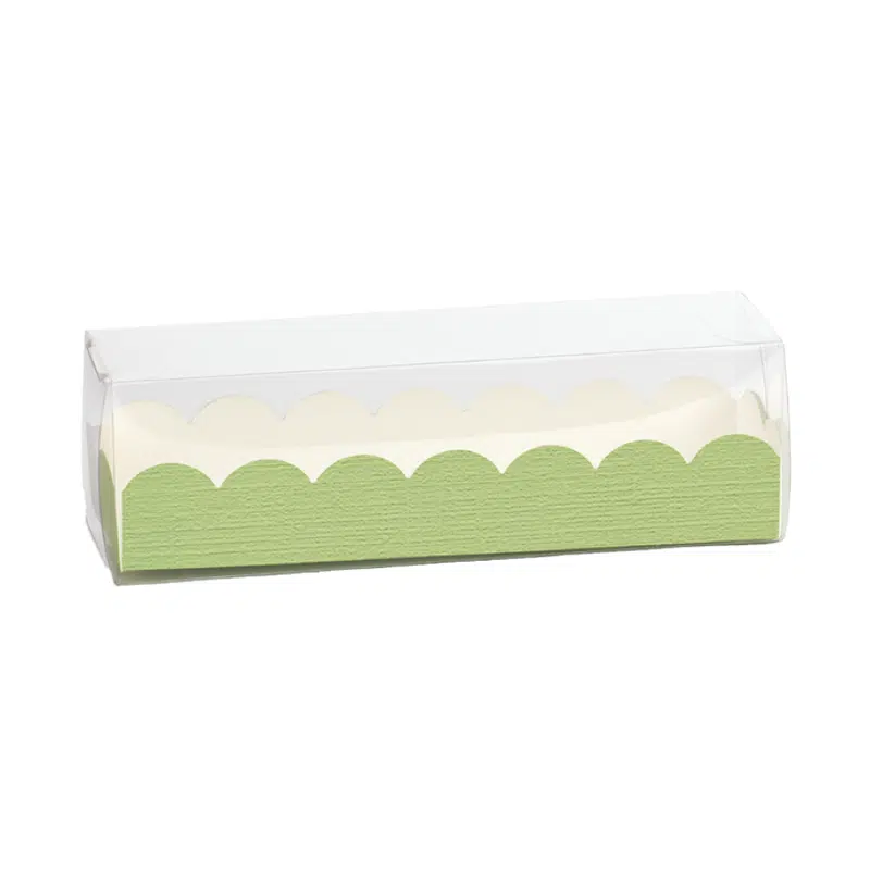 Caixa para macarons em PVC verde 160 x 50 x 50 mm, 20 unidades