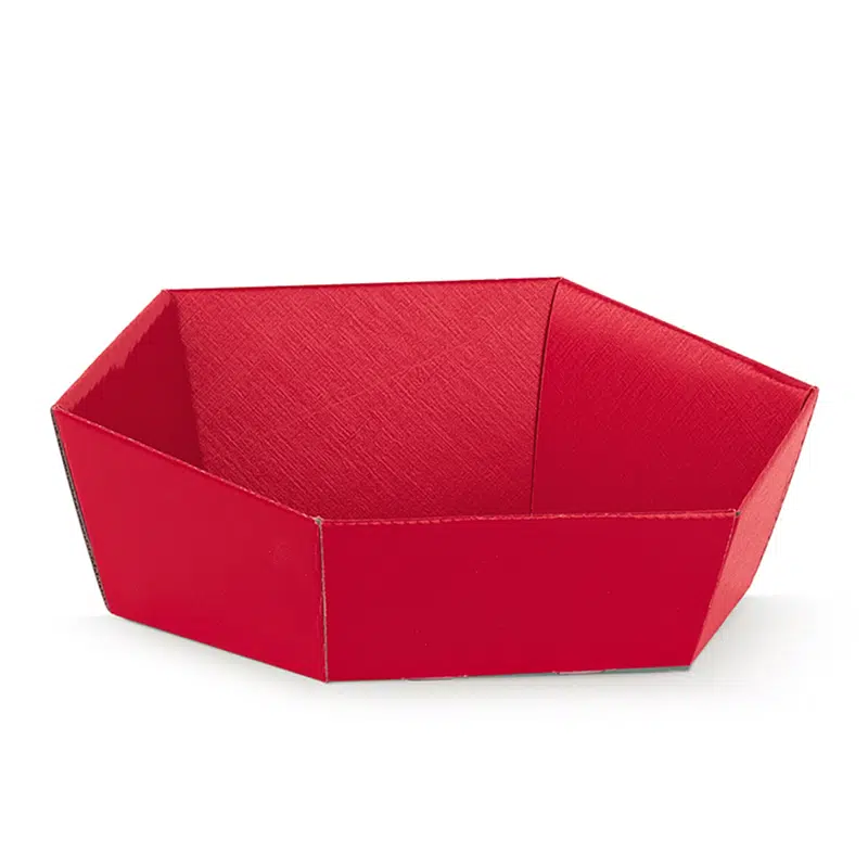 Cesta de cartón roja 380 x 300 x 100 mm