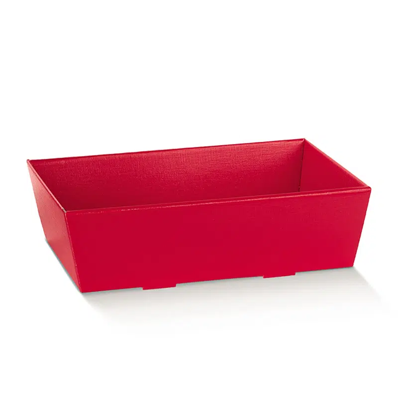 Rectangular red cardboard basket 400 x 300 115 mm