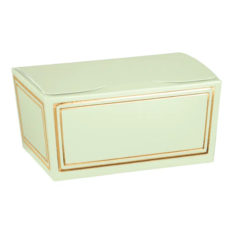Ballotin vert liseré 375 grammes avec fond carton par 10