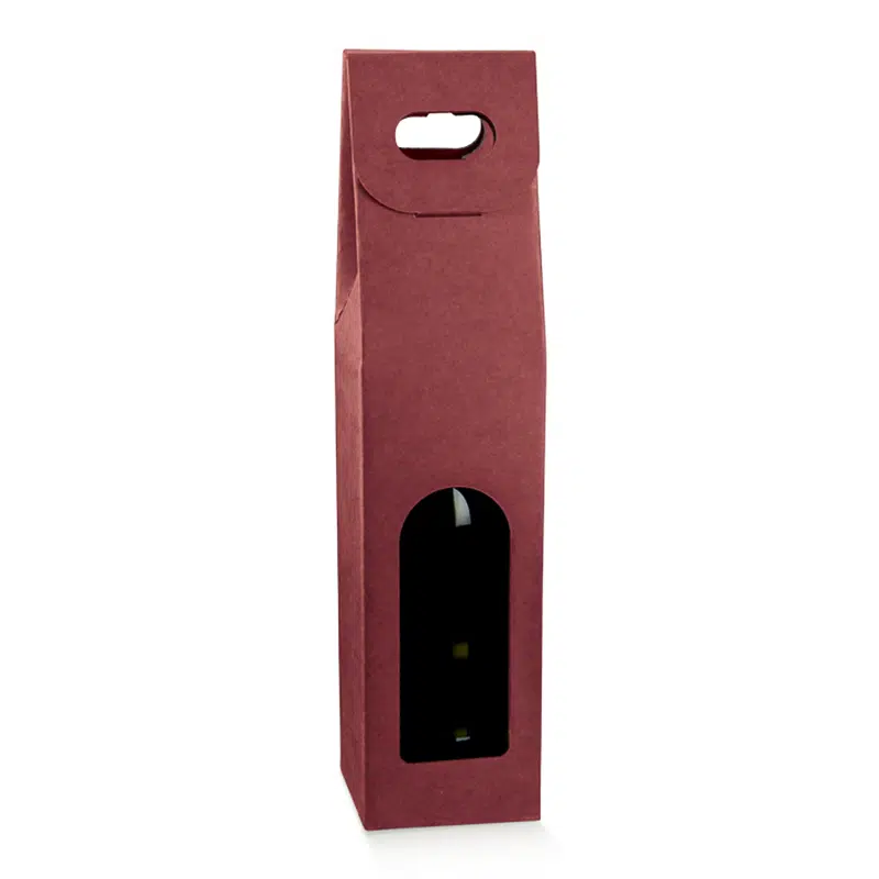 Flaschenetui Bordeaux Karton mit integriertem Griff 90 x 90 x 384 mm pro 5