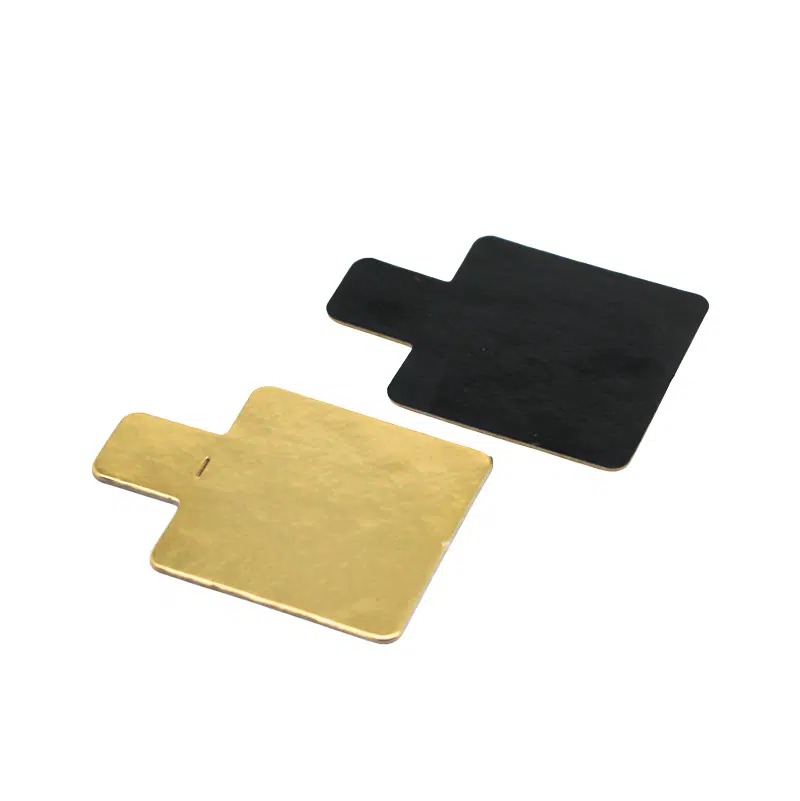 Quadratische Sohle Lasche Gold / Schwarz 4 x 4 cm pro 200