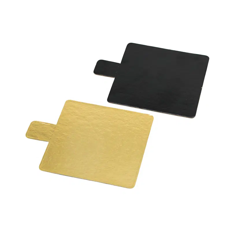 Quadratische Sohle Lasche Gold / Schwarz 6 x 6 cm pro 200