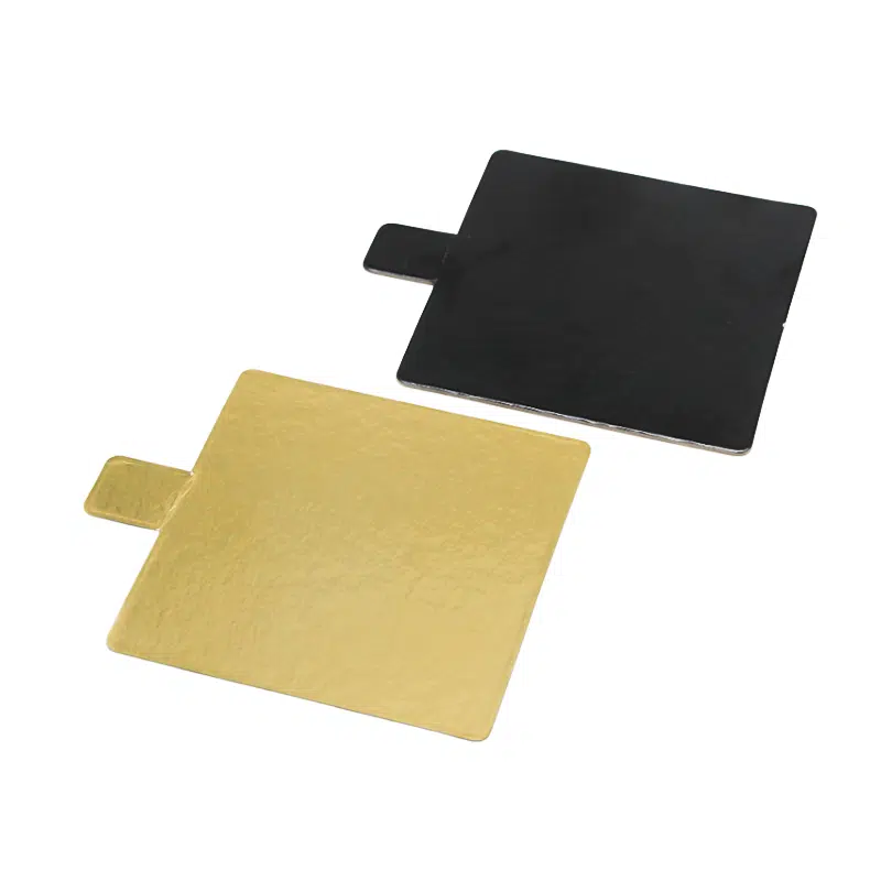 Quadratische Sohle Lasche Gold / Schwarz 7 x 7 cm pro 200