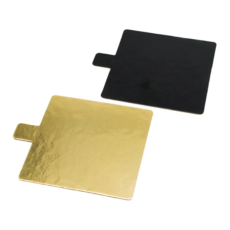 Quadratische Sohle Lasche Gold / Schwarz 8 x 8 cm pro 200