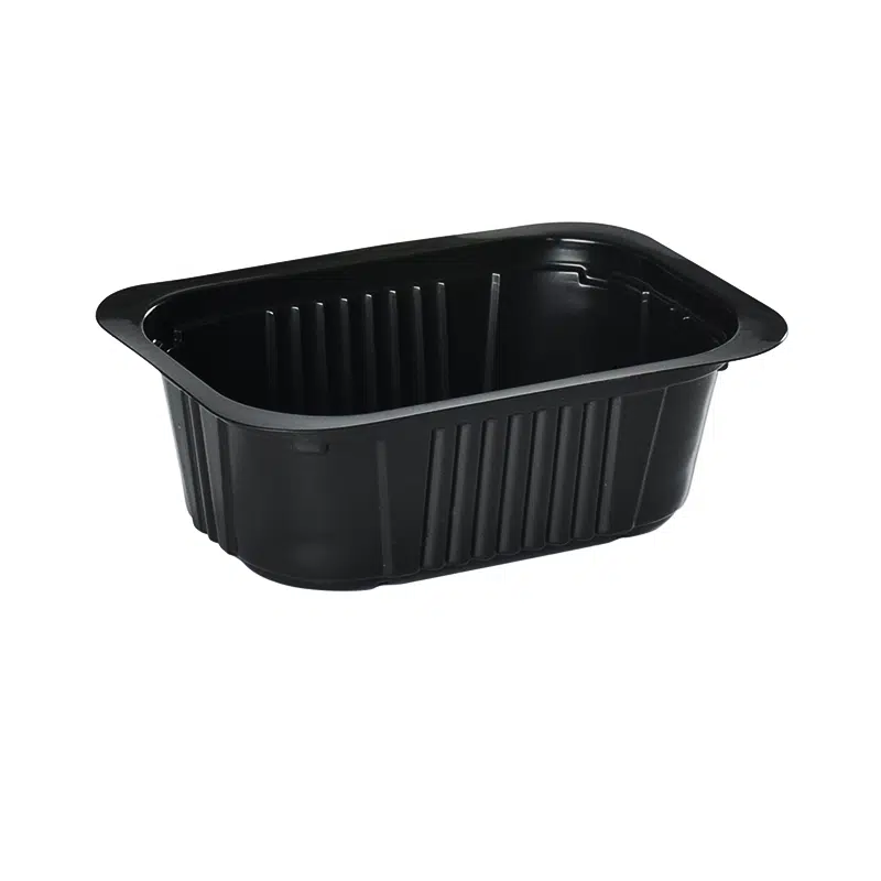 Tabuleiro de plástico preto selável 375 ml por 100