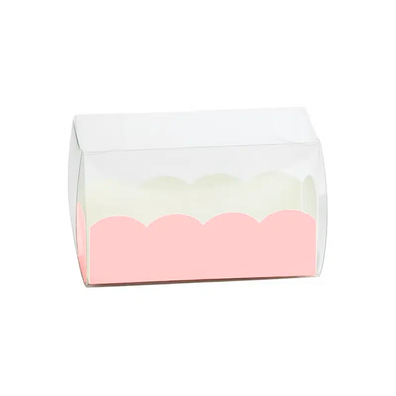 Caixa de macarons PET rosa pastel 80 x 50 x 50 mm, embalagem de 10