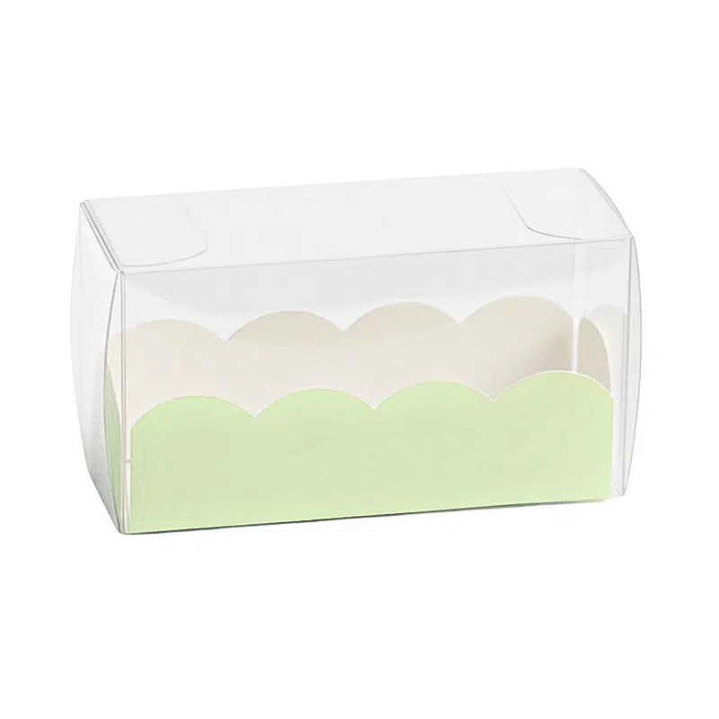 Estuche para macarrones de PET verde pastel 80 x 50 x 50 mm, paquete de 10