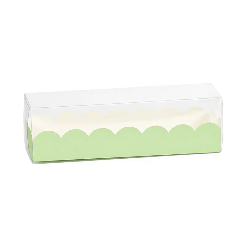 Estuche verde pastel para macarrones de PET 160 x 50 x 50 mm, paquete de 10