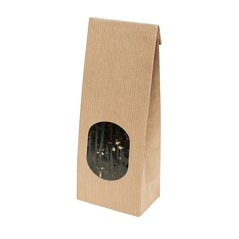Paper bag with PP inner window 105 + 65 x 300 mm per 1000