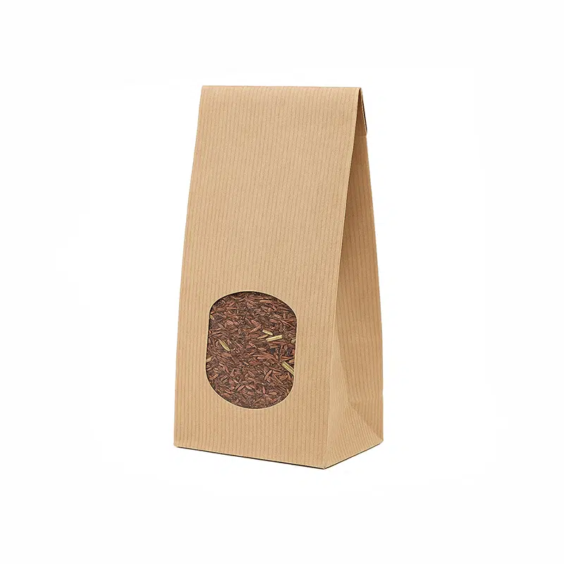 Kraft paper bag with PP inner layer window 70 + 40 x 205 mm per 1000