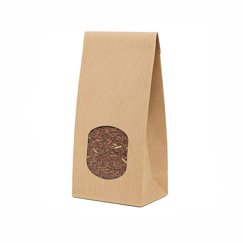 Kraft paper bag with PP window 80 + 50 x 250 mm per 1000