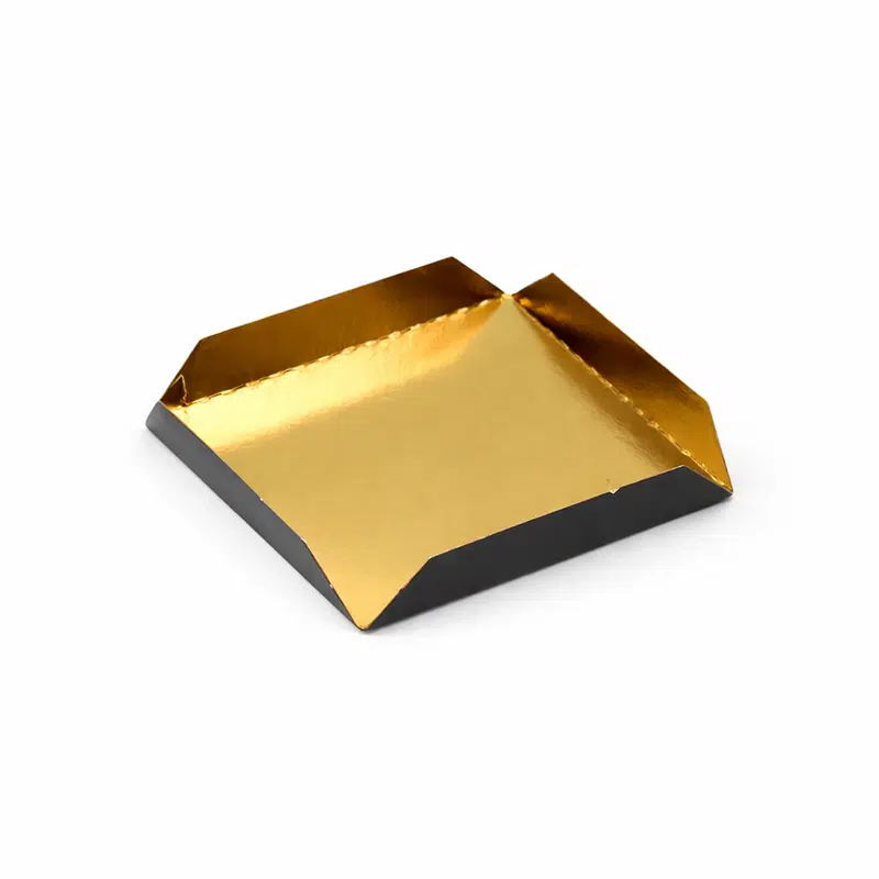 Support carré fond plié or / noir 9 cm par 200