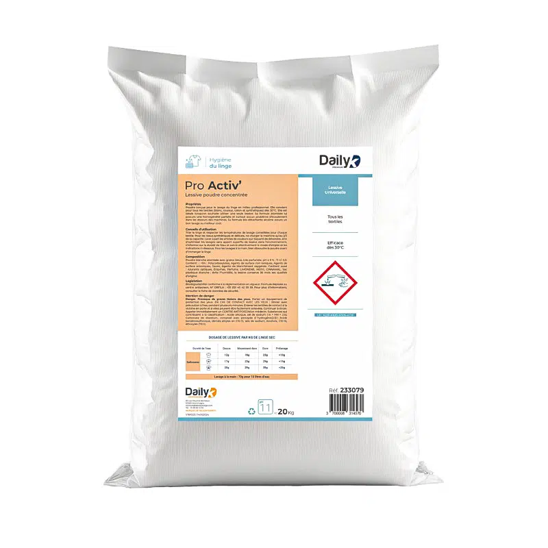 Lessive en poudre concentré professionnelle super active 20kg