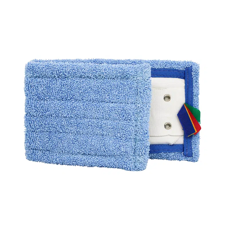 Franja de microfibra azul de 40 cm com bolsos e língua com orifício