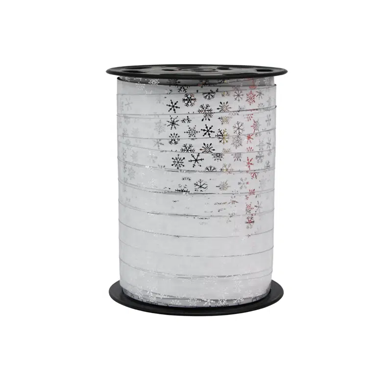 Silver snowflake curling ribbon 10 mm x 225 m