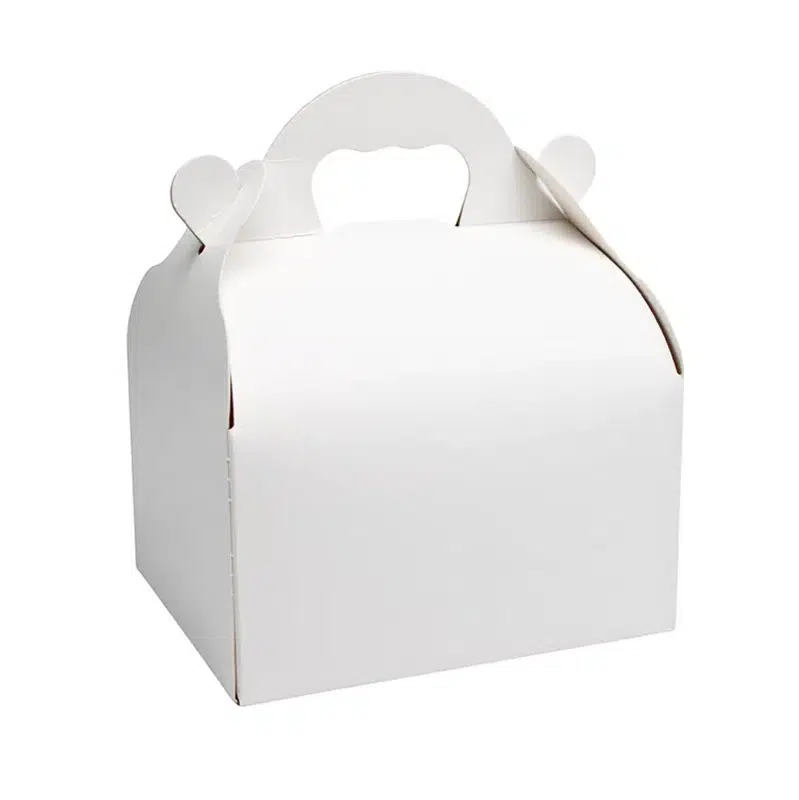 White pastry box with handle 18 x 18 x 6 cm, pack of 50