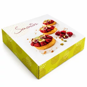 50 Patisserie-Boxen Sensation aus farbigen Kartons 23 x 5 cm