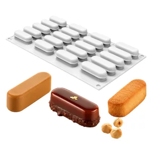 Moule silicone mini éclairs 20 empreintes – 5,5 × 1,7 cm – Silikomart Professional