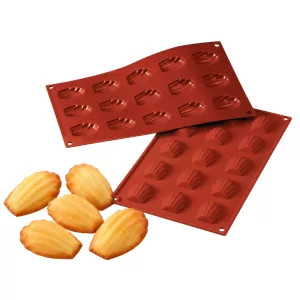Moule silicone mini-madeleines 15 empreintes – 4,4 × 3,4 cm – H 1 cm