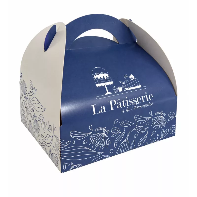 Caissette pâtissière à poignée « la pâtisserie » colorée 15 x 17 x 7 cm par 50
