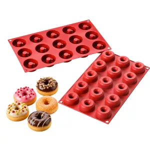 Moule silicone mini donuts 15 empreintes – Ø 4,5 cm – Silikomart Professional