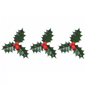 Décoration bûche feuille de houx vert par 100