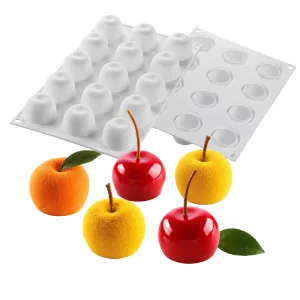 Moule silicone pomme, cerise et pêche 15 empreintes – Ø 3,9 cm – Silikomart Professional