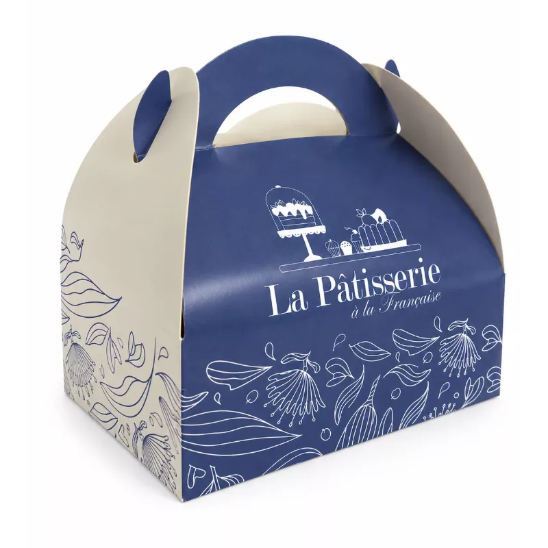 Caissette pâtissière à poignée « la pâtisserie » colorée 10 x 17 x 7 cm par 50